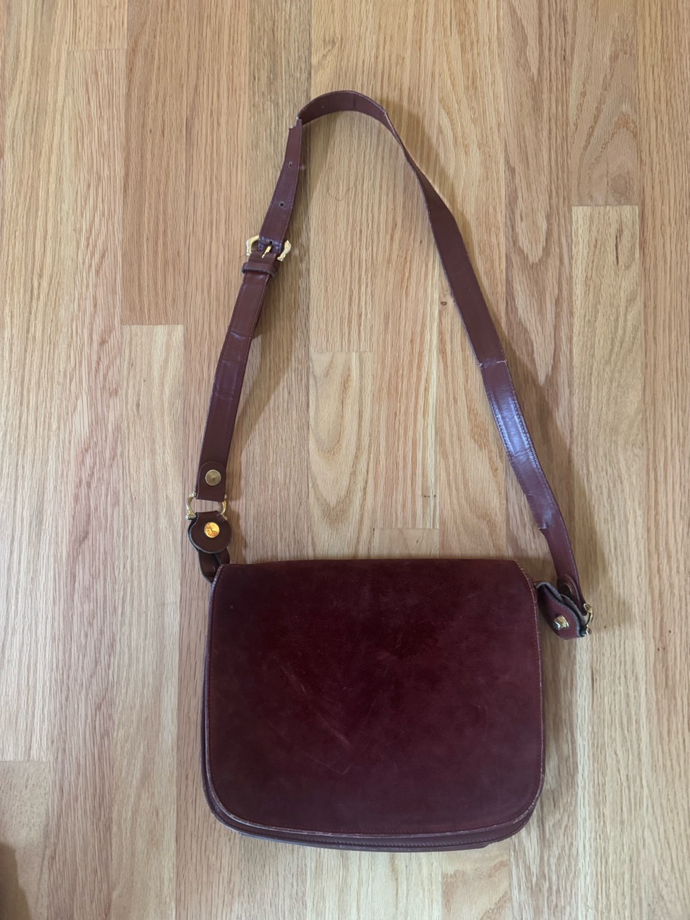 Vintage 1970s/80s Cartier Burgundy Leather Crossbody Bag